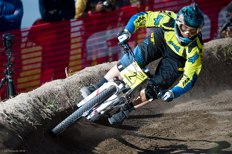 Mick Hannah on his way to winning last year's Sea Otter dual slalom. He works hard in the off season to be strong as soon as the season starts.