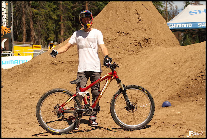 The Champ! Brandon Semenuk riding on his new Trek.