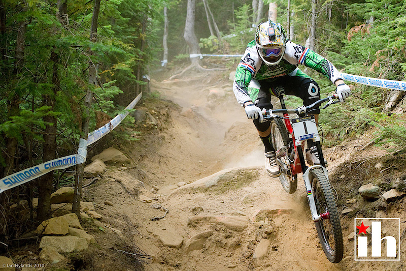 Steve Peat, practicing on the first day. As last years winner he gets to run the number one plate.