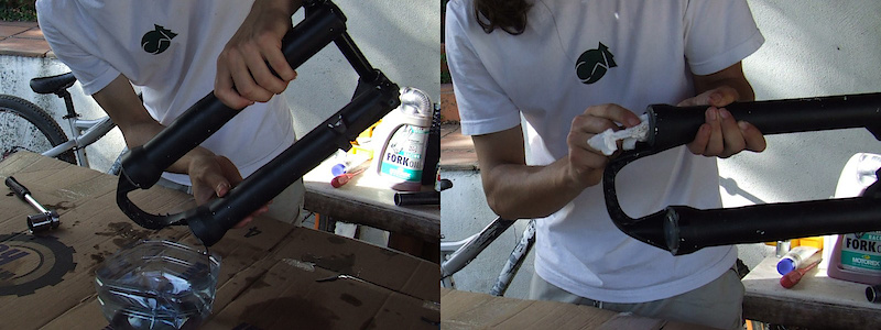 <span style='font-size:20px'>Step 19.</span> Take a few minutes to thoroughly clean the inside of the fork lowers before beginning to reassemble the fork.
