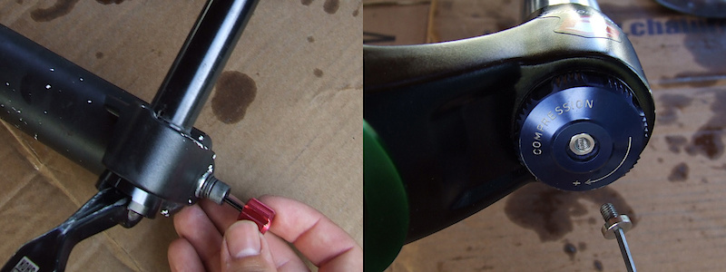 <span style='font-size:20px'>Step 24.</span> Reinstall both the rebound and compression knobs. Reset them back to the same position that you had them in prior to rebuilding the fork.