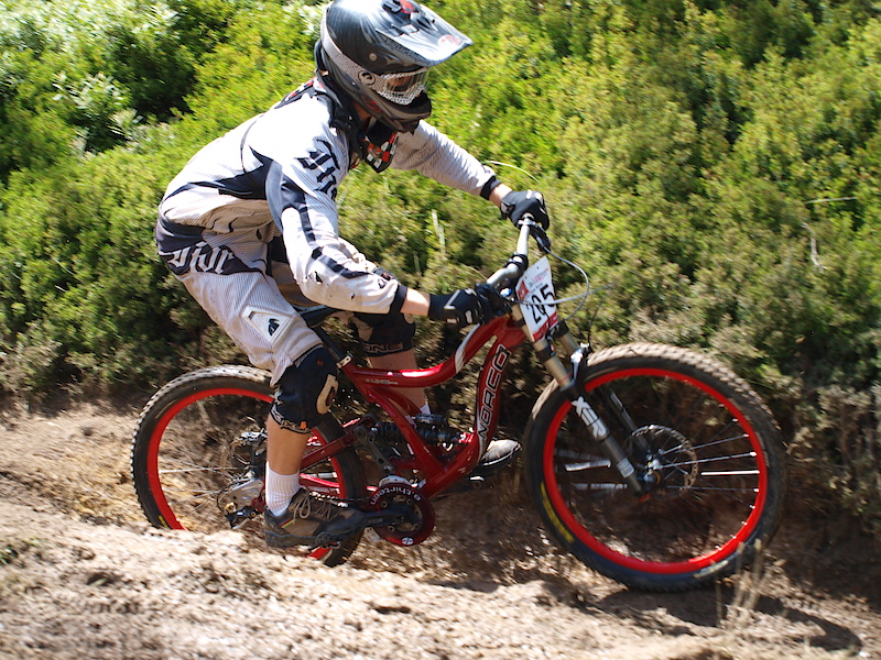 Henry coming through one of the many braking ruts at the start of the chute