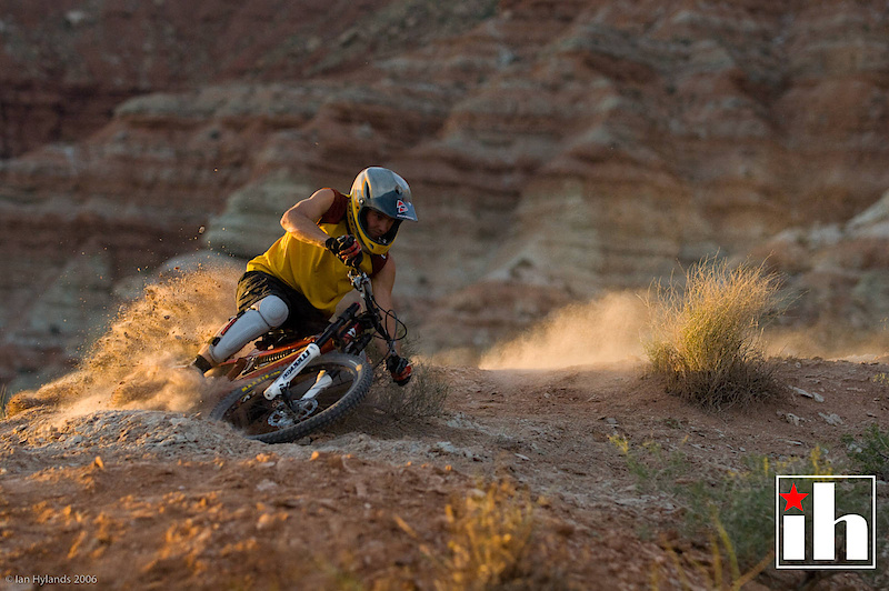 Super warm evening light. This photo was taken less than 3 or 4 minutes before the sun disappeared. Mike Kinrade, almost dragging bars in Utah