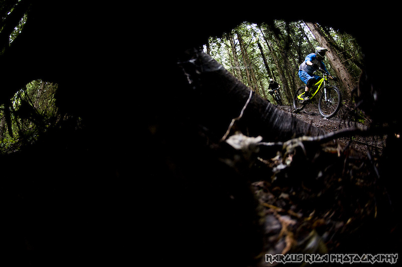 Curtis Robinson and Al Crisp, testing out the new Knolly Podiums on Squamish's most famous DH trail: Nineteenth Hole.