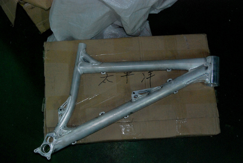 Front triangle fresh from welding ready for T4 and T6 heat treating.