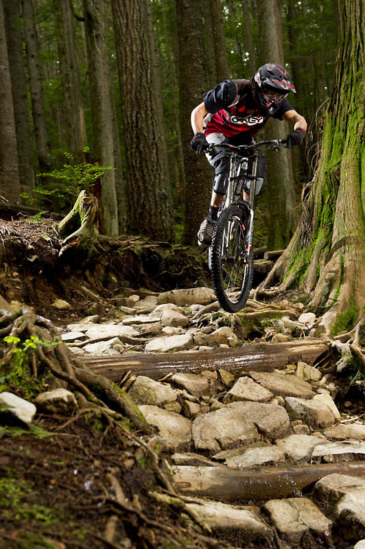 I rarely turn down some great shuttle action, here I am enjoying some of the smaller rocks that can be found on my local trails.