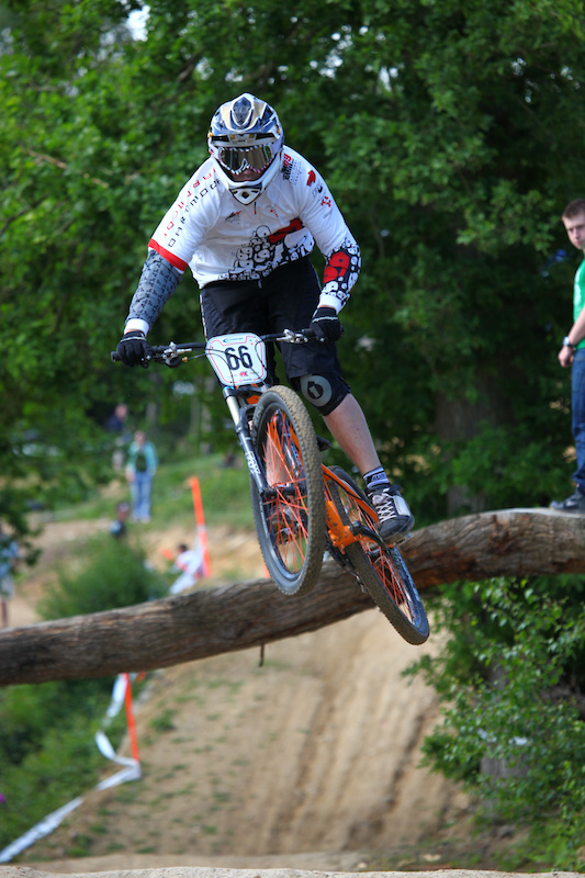 Thomas Denholme-Parker flying down the second flat out straight.