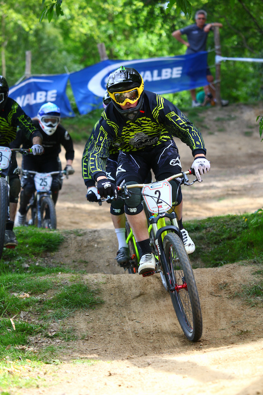 Scott Roberts leading Tom Knight and a cropped PCJ out of the the first turn in one of the last heats of the day.