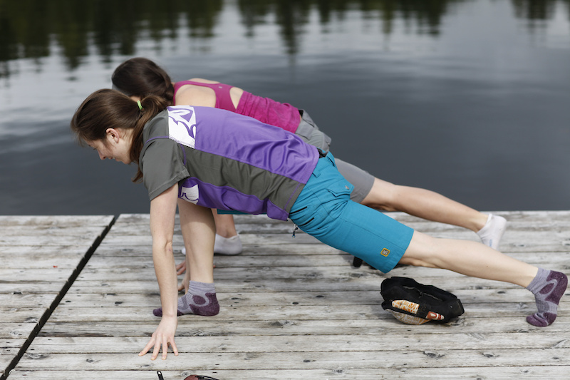 Use your sweet Race Face kneepads to protect your kneecap.