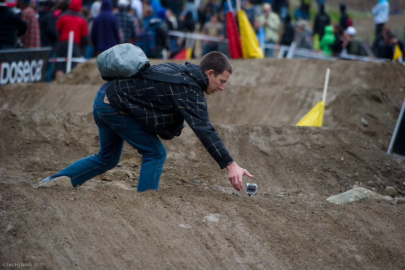 People with cameras were everywhere. This guy ran out into the middle of the track almost every run to adjust and clean his GoPro...