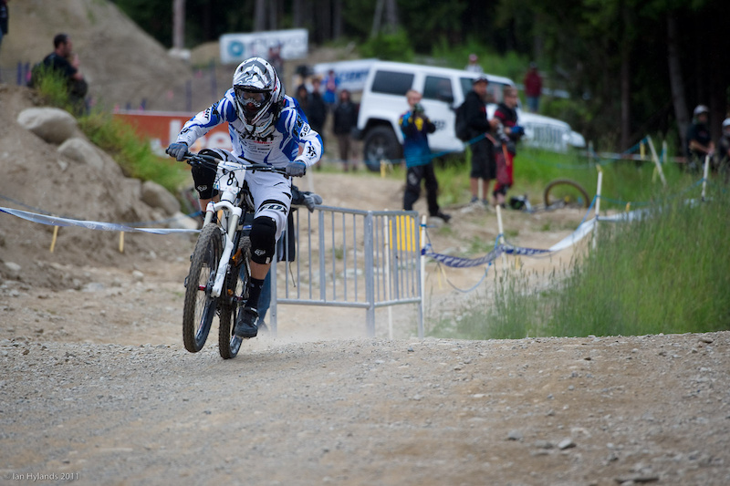 Andrew Neethling pinned across the finish line...