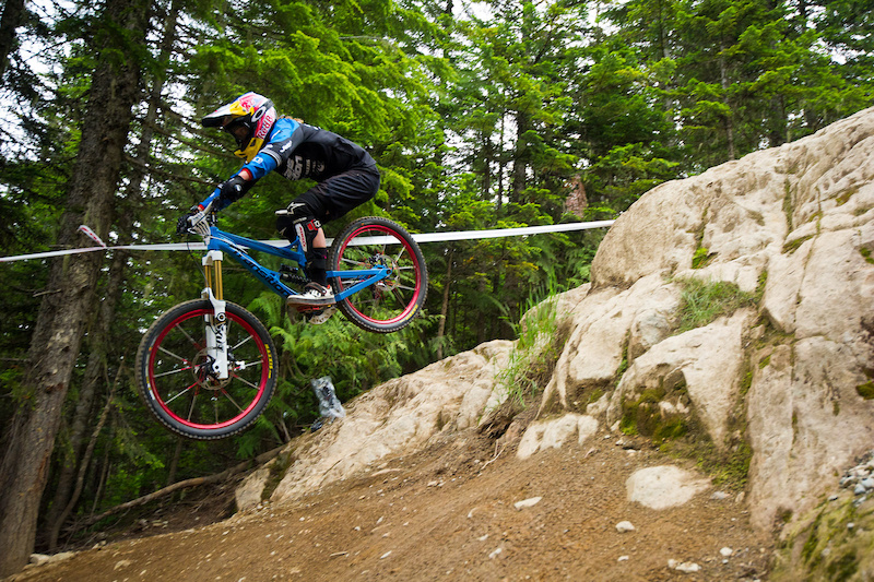 Jill Kintner boosting the rock drop on A-Line.