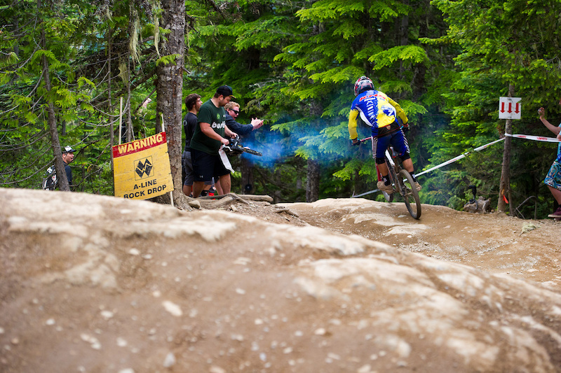 Chainsaw boy was back in action at the Rock Drop on A-Line.