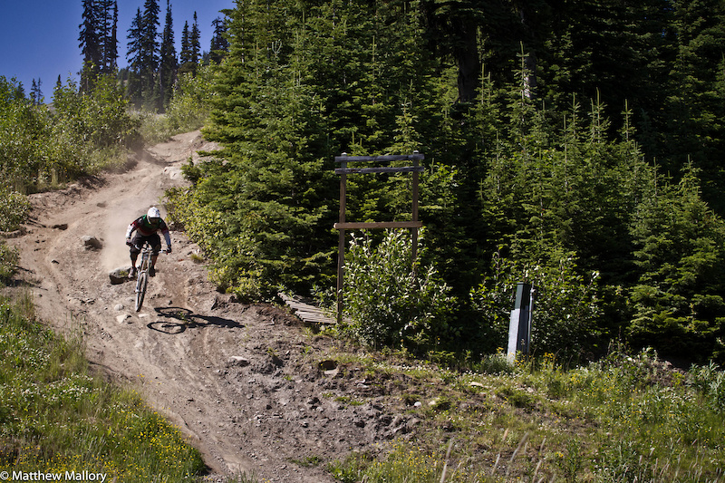 Sean takes the rough line instead of the smooth outside one. He never does things the easy way.