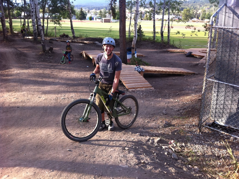 Graham from Bike Bros. bike shop in Cochrane, AB is loving his new hardtail on the jumps at the new Crowsnest Pass skills park in Blairmore