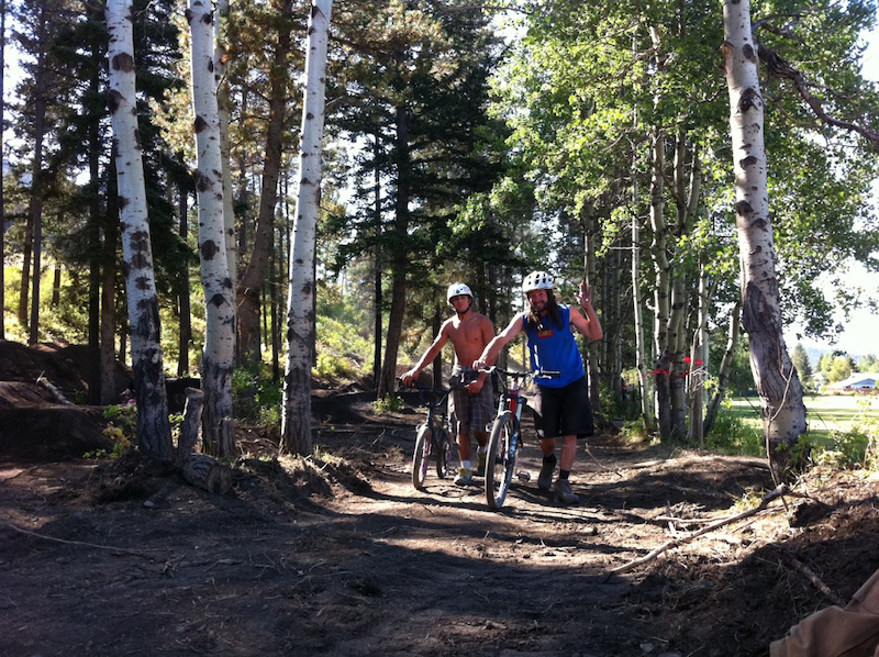 Sam Dueck and Jay Hoots of the Norco Factory Team and Hoots Inc. Trailcrew enjoying the jumps