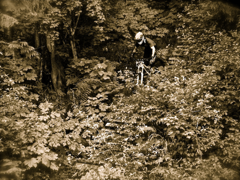 Joe emerges from the dark on another classic Kootenay ride.