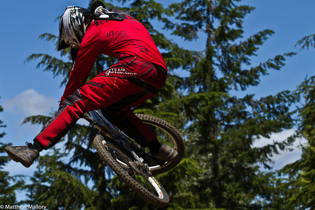 Downhill bike, check, pajama suit, big whip, check. Lear Miller shows some moto influenced style.