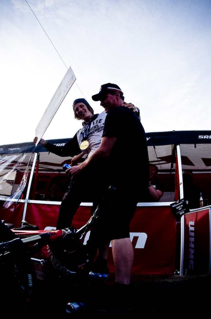 These two old souls are all smiles. Shawn slaves over Semenuk's bikes and makes sure they feel perfect. The 