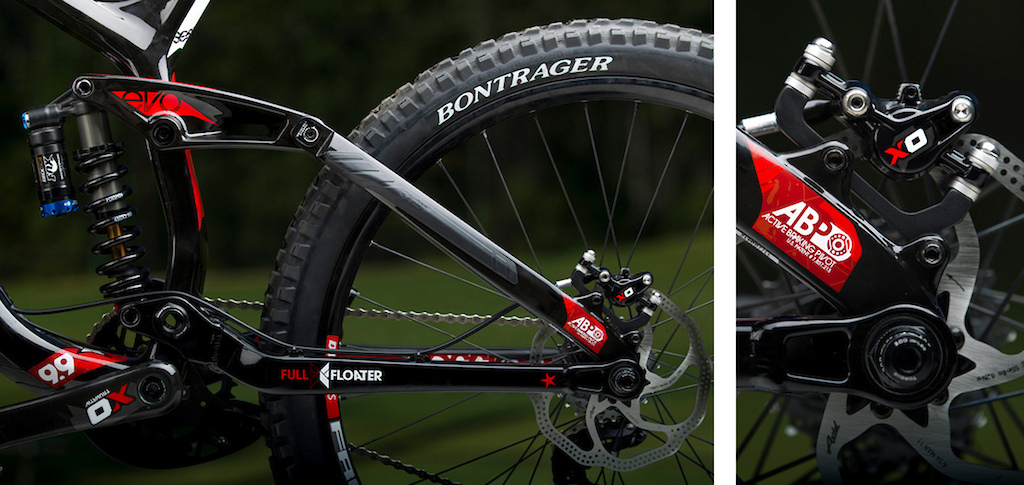 While the layout may look the same as previous years, closer examination reveals slight changes to the pivot locations that have been made, enhancing the bike's ability to handle those square momentum killing impacts. The main swingarm pivot is still in the same location relative to the bottom bracket, but both the EVO Link rocker's shock pivot and seat-stay pivot locations have been changed slightly. Trek has also altered the length of the swingarm's 'Full Floater' extension at the lower shock mount. Why? Trek is adamant that the suspension's leverage rate plays a much larger role in allowing the bike to carry momentum over rough ground. 