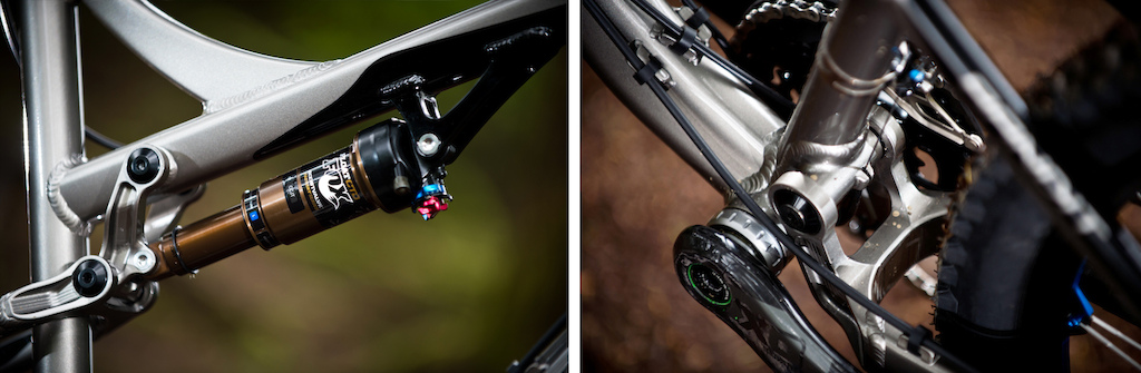One-piece, CNC-machined rocker and chainstay yokes help to reduce frame flex in the Bandit.